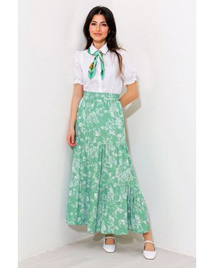 Bigdart Maxi Patterned Relaxed Fit Skirt - Green