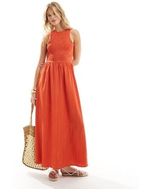 ASOS Racer Crinkle Midi Sundress With Scoop Back - Red