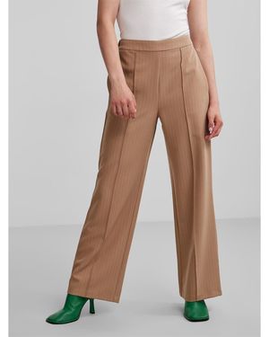 Pieces Hw Regular Fit Wide Trousers - Brown