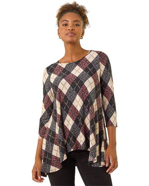 Roman Jacquard Stretch Tunic Top - Pink