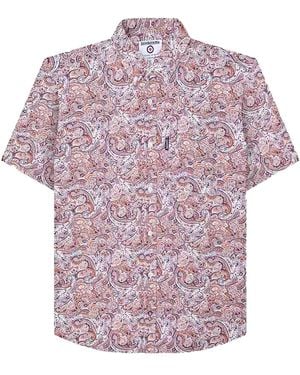 Lambretta Paisley Short-Sleeved Shirt Cotton - Purple