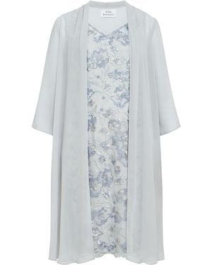 Gina Bacconi Tracy Embroidered Dress & Chiffon Jacket - Blue