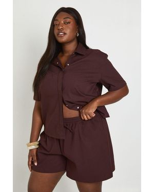 Boohoo Plus Chambray Boxy Flippy Short - Purple