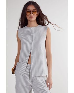 Nasty Gal Stripe Sleeveless Vest - White