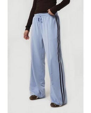 Brave Soul Light Side Stripe Wide Leg Joggers - Blue
