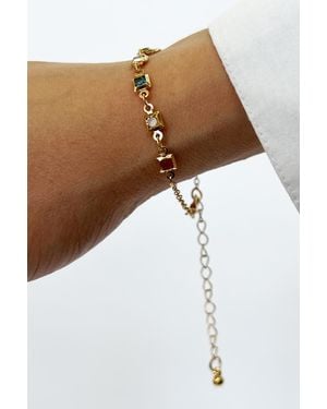 SVNX Square Crystal Chain Bracelet - White