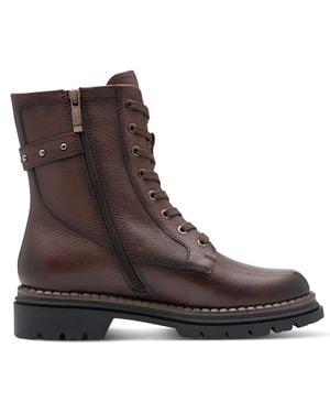 Tamaris Fashion Leather Lace-Up Zip Combat Ankle Boots - Brown