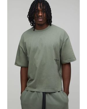 BoohooMAN Tall Oversized Boxy Heavyweight Printed T-Shirt - Green