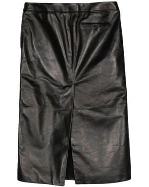 McQueen Low Waist Leather Skirt - Black