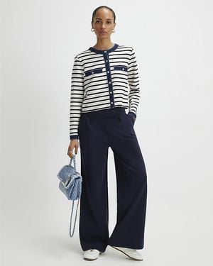 River Island Wide Leg Trousers Tailored Cotton - Blue