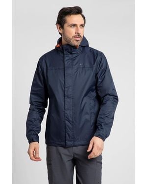 Mountain Warehouse 'Torrent' Rain Jacket With Zipped Pockets Waterproof Adjustable Hem - Blue