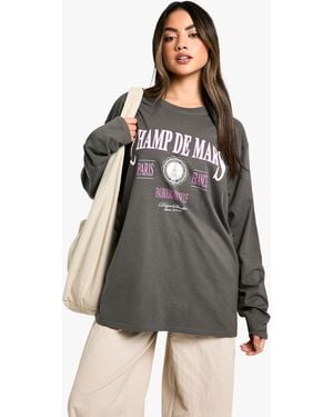Boohoo Champ De Mars Long Sleeve T-Shirt - Grey