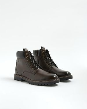 River Island Boots Padded Lace Up Suede - Black
