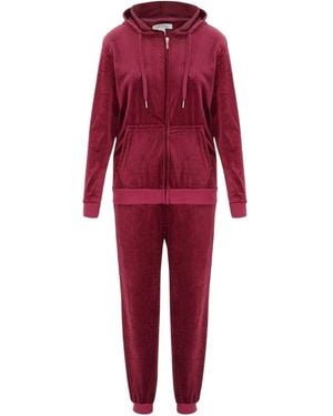 Miso Ladies Velour Tracksuit Set - Red