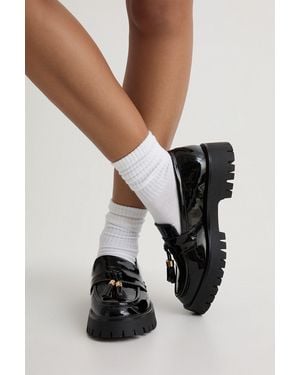 Boohoo Tassel Detail Patent Chunky Loafers - Black