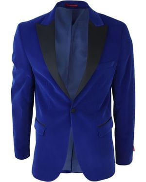 TruClothing Blauw Fluwelen Diner Smoking Colbert Blazer