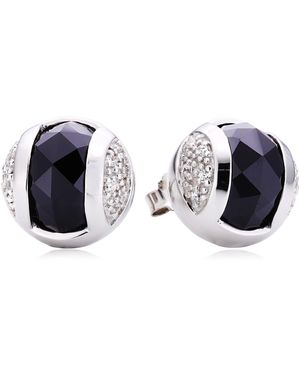 Orphelia Ladies Embellished 925 Sterling Stud Earrings - Black