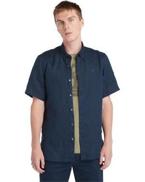 Timberland Mill Brook Linen Short-Sleeve Shirt - Blue