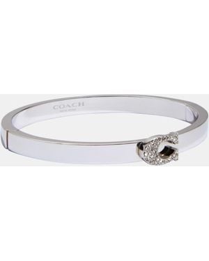 COACH Pave Signature C Hinged Bangle - White