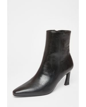 Quiz Flared Heel Ankle Boots - Black