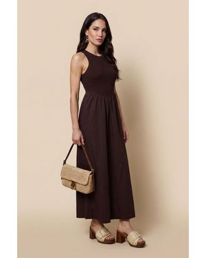 Urban Bliss Ribbed Cotton Poplin Dress - Natural