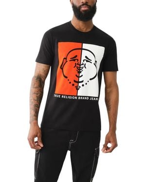 TRUE RELIGION 108323 Graphic T Shirts Logo Crew Neck Half Sleeve Cotton Tee - Red