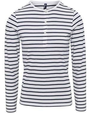 PREMIER Three-Button Placket Long Sleeve Tee - Blue