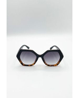 SVNX Oversized Rounded Angular Sunglasses - Blue