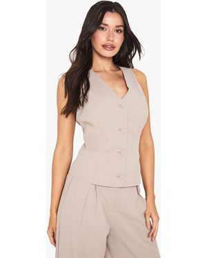 Boohoo Tall Fitted Waistcoat - White