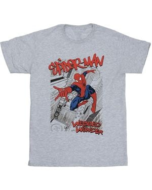 Marvel Spider- Sketch City T-Shirt (Sports) - Grey
