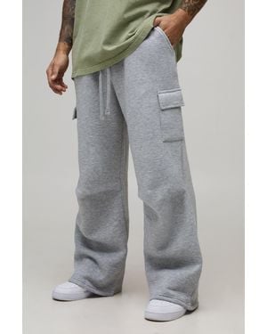 BoohooMAN Wide Leg Cargo Pocket Joggers - Grey
