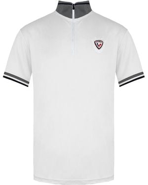 Rossignol Short Sleeve 3/4 Zip Up Virage Polo Shirt Rlemy04 130 Cotton - White
