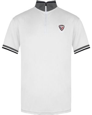 Rossignol Short Sleeve 3/4 Zip Up Virage Polo Shirt Rlemy04 130 Cotton - White