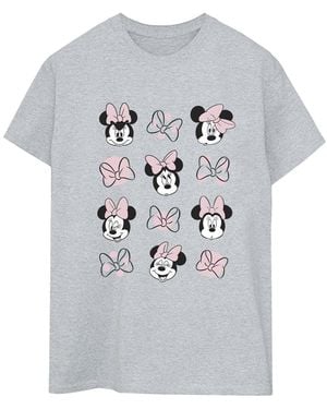 Disney Ladies Minnie Mouse Multiple Cotton Boyfriend T-Shirt (Sports) - Grey