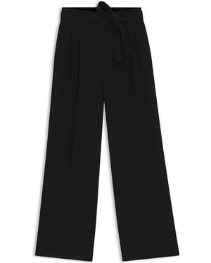 BOSS Tapiana Solid Patterned Wide Leg Trousers - Black