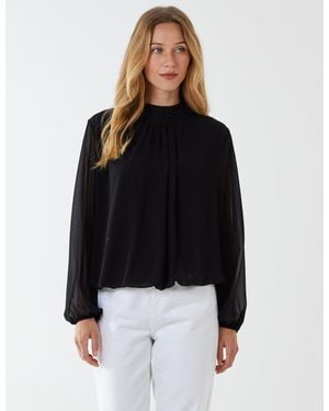 Blue Vanilla High Neck Blouse - Black