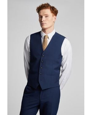 Limehaus Single Breasted Sleeveless Five Button V-Neck Regular Waistcoat - Blue