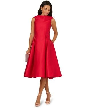 Adrianna Papell Roll Neck Mikado Dress - Red