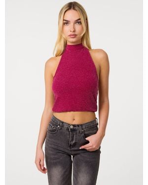 Pink Vanilla Sparkle Halter Neck Top - Red