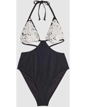 River Island Swimsuit Shell Detail Cupped Polyamide - Black