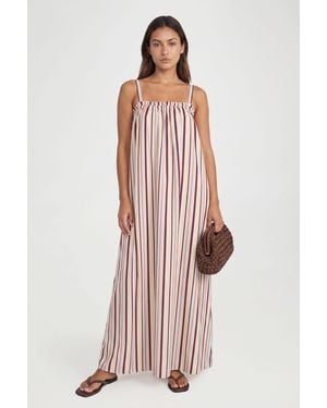 Boohoo Tall Cotton Poplin Stripe Swing Dress - White