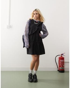 Collusion Asymmetric Poplin Smock Dress - Black
