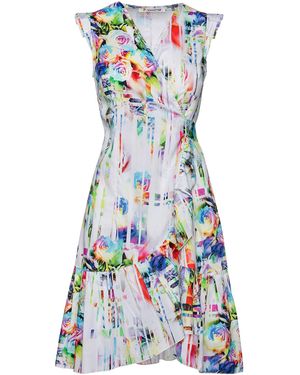 Conquista Bloemen Voile Katoen Jurk - Wit