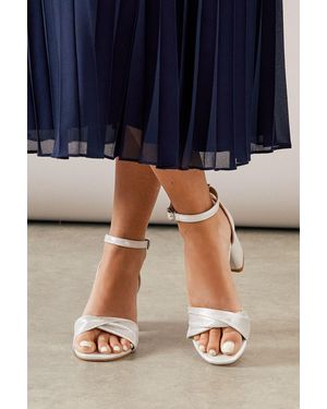 Wallis Wide Fit Sophia Soft Twist Low Block Heel Sandals - Blue