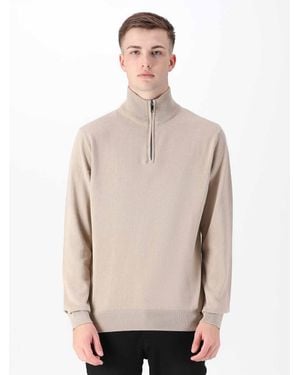 Luke 1977 Jacob 1/4 Zip Knitted Jumper - Natural
