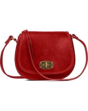 Woodland Leathers Genuine Italian Leather Cross Body Bag - Red