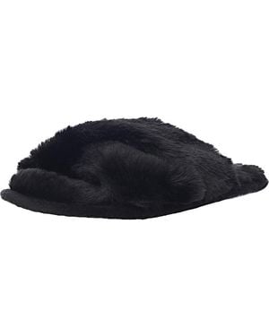 Loungeable Fluffy Cross Front Slider Slipper - Blue