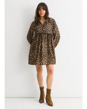 Gini London Animal Smock Mini Dress - Brown