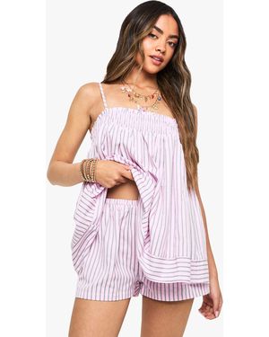 Boohoo Stripe Seersucker Shorts - White