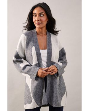Wallis Petite Abstract Design Edge To Cardigan - Grey